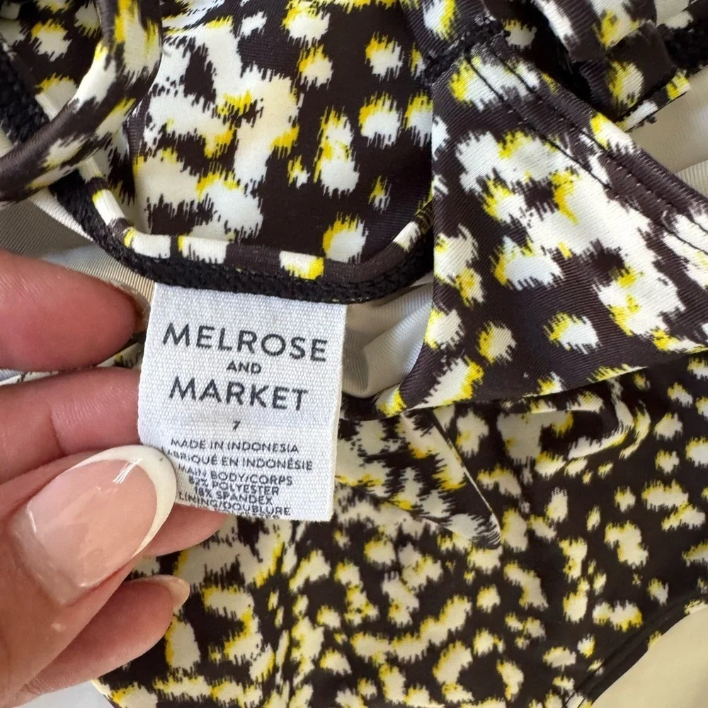 Melrose and Market Yellow and Black Patterned Swimsuit